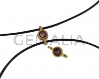 Conector de SWAROVSKI y Zamak 10x5mm. Dorado-Antique Pink.Int.1,2mm