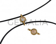 Conector de SWAROVSKI y Zamak 10x5mm. Dorado-Light Grey Delite.Int.1,2mm