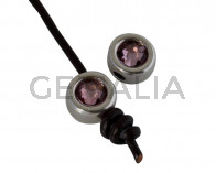 Entrepieza de SWAROVSKI y Zamak. Moneda 12mm. Plateado-AntiquePink. Int.3mm