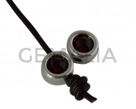 Entrepieza de SWAROVSKI y Zamak. Moneda 12mm. Plateado-Burgundy. Int.3mm