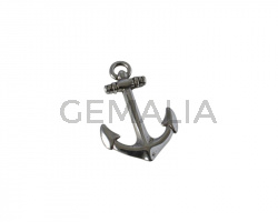 Colgante de Zamak ancla 42x28mm. Plateado. Int. 5x3mm.