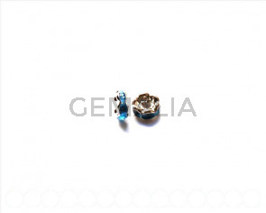 Cuentas metalicas. Rhinestone rondel 6mm. azul claro