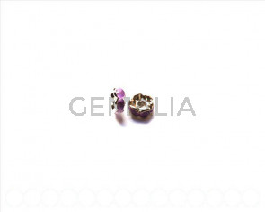 Cuentas metalicas. Rhinestone rondel 6mm. lila