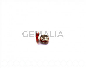 Cuentas metalicas. Rhinestone rondel 6mm. rojo