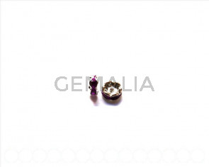 Cuentas metalicas. Rhinestone rondel 6mm. violeta
