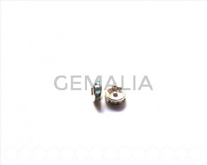 Cuentas metalicas. Rhinestone rondel 6mm. cristal AB 2X