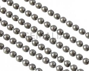 Cadena de bolas de laton 1,5x1,5mm. Plateado. Calidad Superior