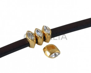 Entrepieza  de SWAROVSKI navette 5,5x3mm.  Dorado-Crystal. Int.3x2mm