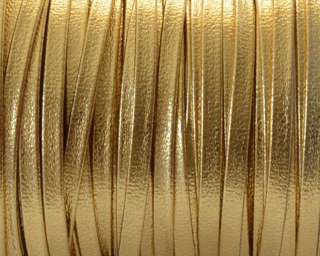 Flat Round Leather cord. 3mm. Gold color. Best Quality. Flat Round Leather cord. 3mm. Gold color. Best Quality.