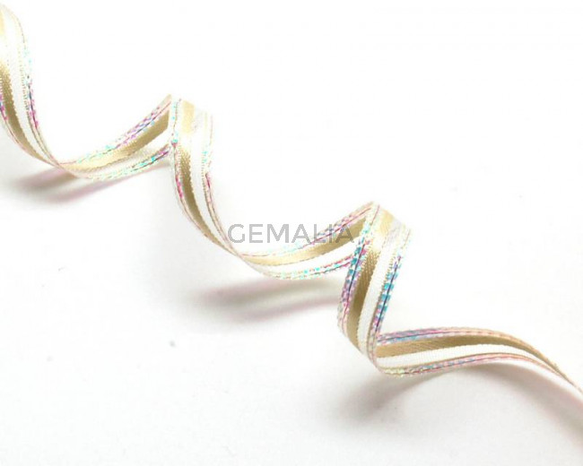 Ribbon&wire. 7mm. Cream color. Best Quality.