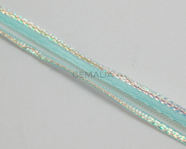 Ribbon&wire. 7mm. Sea blue. Best Quality.