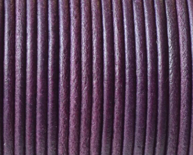 Round leather Cord. 2mm. Plum color. Best Quality.