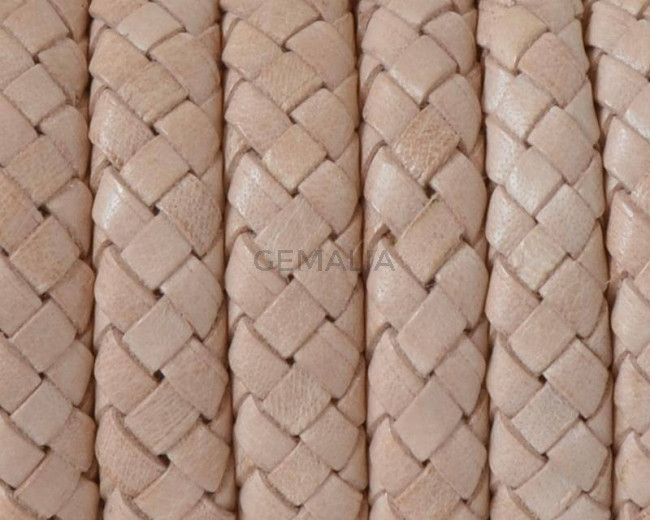 Braided REGALIZ Leather Cord. 10x6mm. Natural.