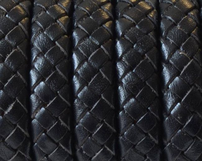 Braided REGALIZ Leather Cord. Oval. Braided.10x5 Mm. Black.