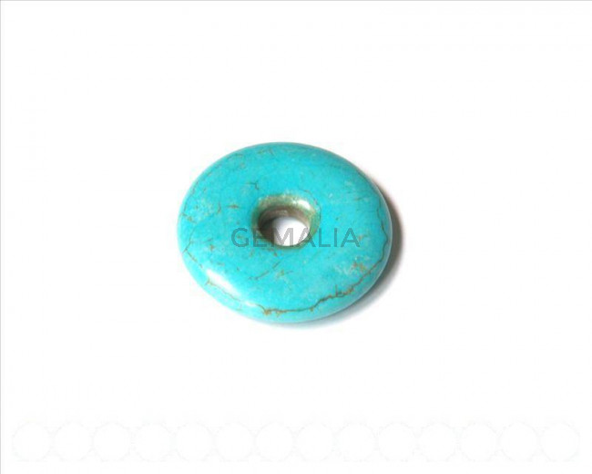 Natural turquoise. dyed. 40x40x8mm donut.
