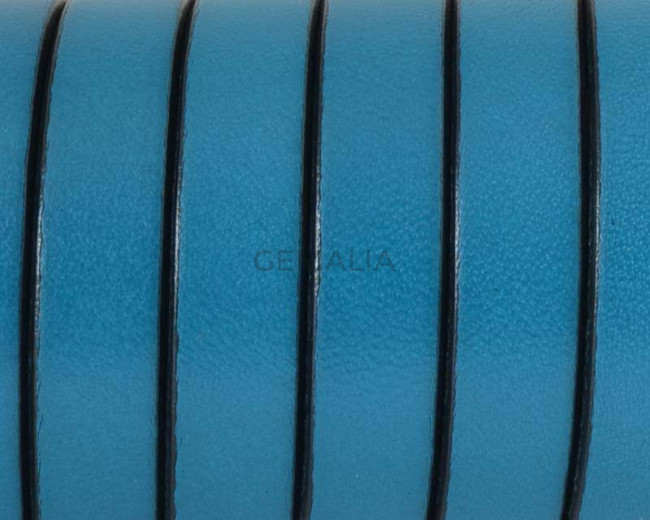 Flat Leather cord 10x1.5mm. Turquoise&black. Best Quality.