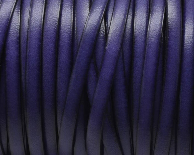 Flat Leather cord. 5x1.5mm. Purple&black. Best Quality.