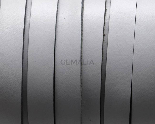 Flat Leather cord 10x1.5mm. White. Best Quality.