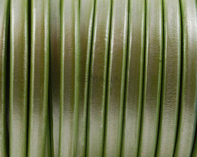 REGALIZ Leather cord. Oval 10x6mm. Metallic apple. BEST QUAL.