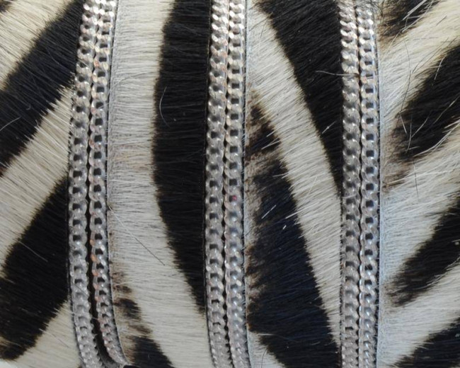 Zebra Flat Leather cord. 15mm. With chain.