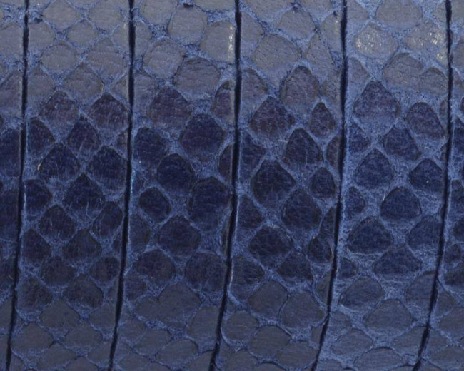 Flat Leather cord. 10x1.5mm. Snake engraved. Blue. Best.