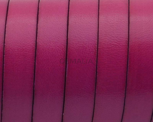 Flat Leather cord. 10x1.5mm. Fuchsia.