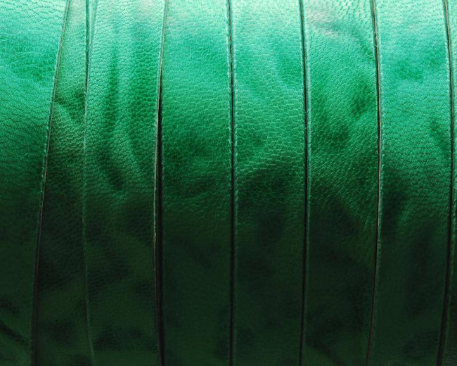 Flat Leather cord. 13x2mm. Vintage. Green. Best Quality.