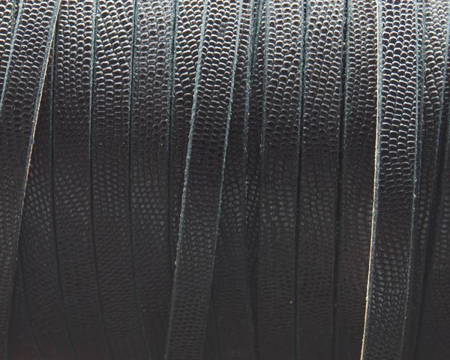 Flat Leather cord. 3x2mm. Engraved. Black. Best Quality.