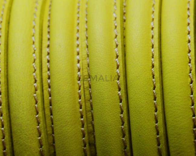 Leather cord. Half Round. 10mm. Fluorescent yellow. Best Quality.