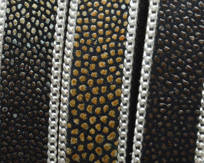 Flat Leather cord with chain. 15x2mm.Ray.Brown-silver.Best Quality.