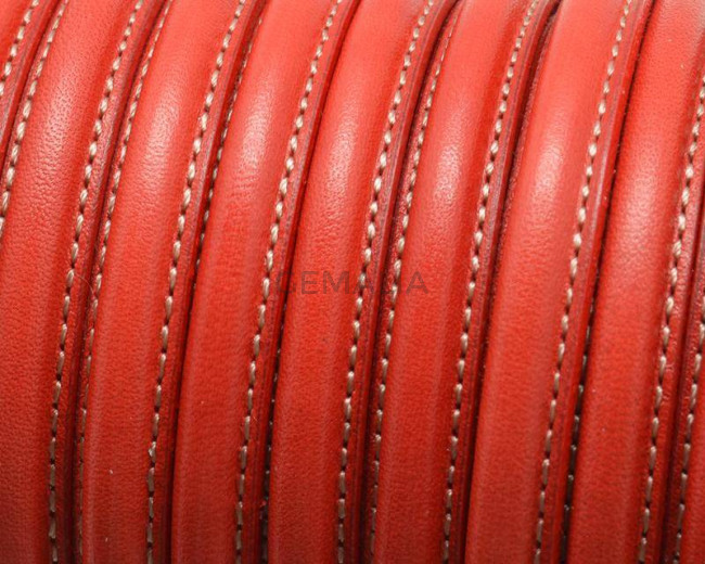 Half Round Leather cord. 10x5mm. Red. Best Quality. Inn.1,5mm.