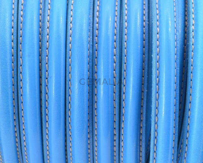 Half Round Leather cord. 10x5mm. Light blue. Best Quality. Inn.1.5mm.