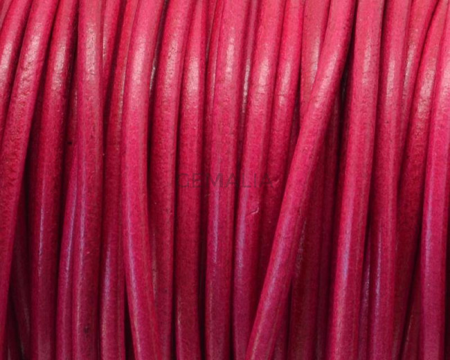 Round Leather cord. 3mm. Fuchsia. Best Quality.