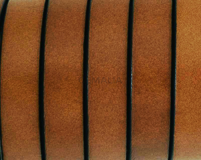 Flat Leather cord. 10x1.5mm. Light brown2-black. Best Quality.