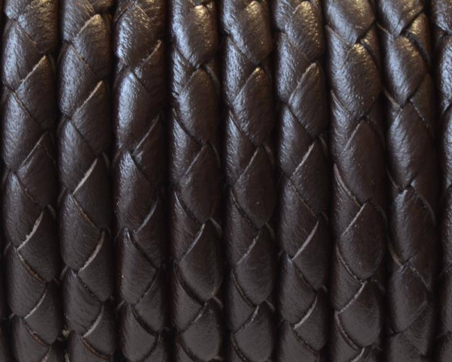 Bolo Braided Round Leather Cord. 5mm. Dark brown. Bolo Braided Round Leather Cord. 5mm. Dark brown.