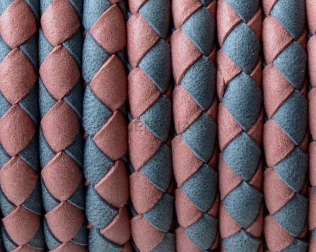 Bolo Braided Round Leather Cord. 5mm. Denver. Grey-pink. Inn.1mm.approx.Best Quality Bolo Braided Round Leather Cord. 5mm. Denver. Grey-pink. Inn.1mm.approx.Best Quality