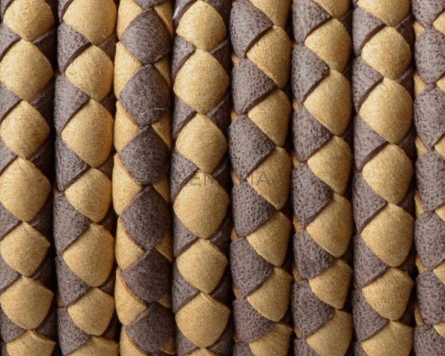 Bolo Braided Round Leather Cord. 5mm. Denver.Dark-light brown.Inn.1mm.approx.Best Quality Bolo Braided Round Leather Cord. 5mm. Denver.Dark-light brown.Inn.1mm.approx.Best Quality
