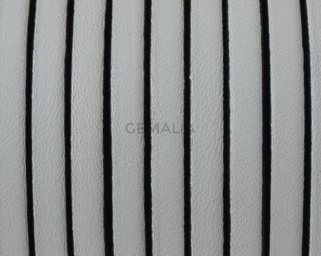 Flat Leather cord. 5x1.5mm. White-black. Best Quality.