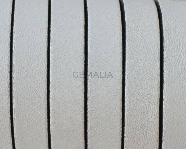 Flat Leather cord 10x1.5mm. White-black. Best Quality. Bulk Price.