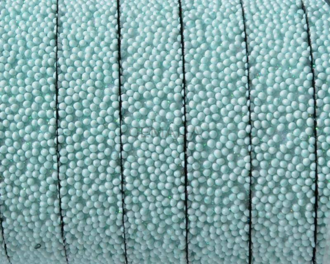 Flat Synthetic Caviar. 10x2mm. Turquoise. Best Quality.