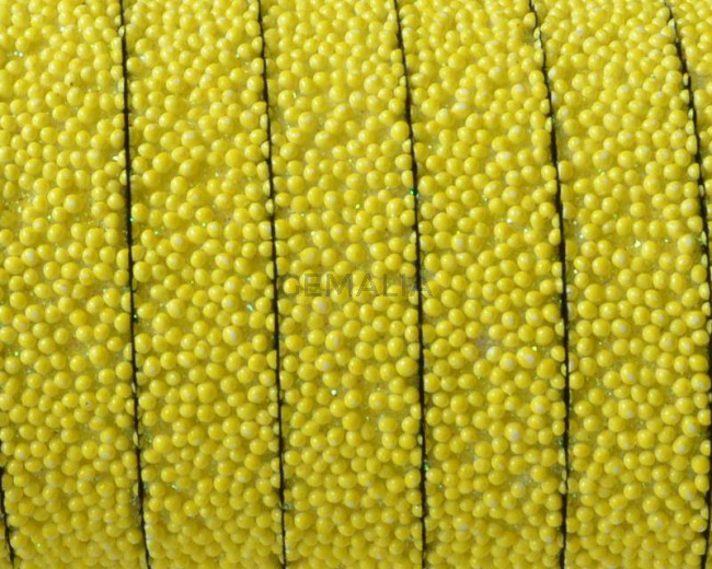 Flat Synthetic Caviar. 10x2mm. Yellow. Best Quality.