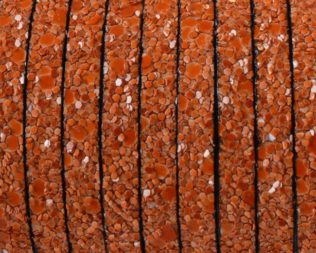 Synthetic fancy cord. Flat. 5x2mm. Orange. Best Quality.