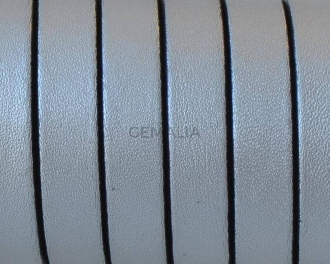 Flat Leather cord 10x1.5mm. Metal silver2-black. Best Quality. Bulk Price.