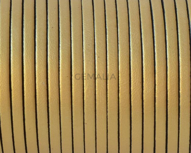 Flat Leather cord. 3x1.5mm. Metalic gold 2.Best Quality