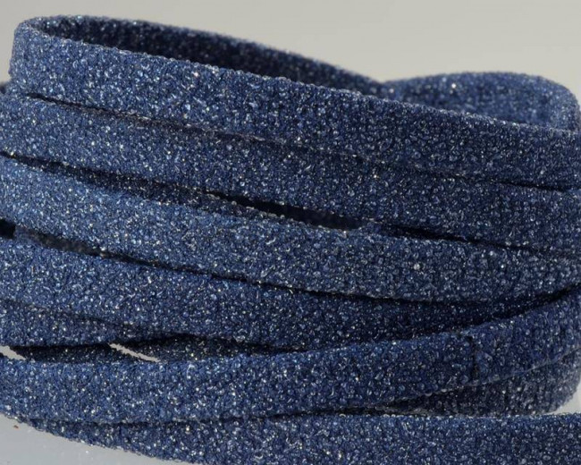 Flat Leather cord. 5x1.5mm. Navy blue. Best Quality.