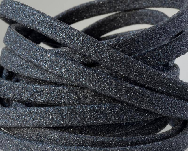 Flat Leather cord. 5x1.5mm. Dark grey. Best Quality.