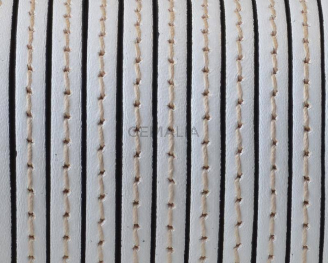 Flat Stitched leather cord. 3x1.5mm. White. Best Quality.