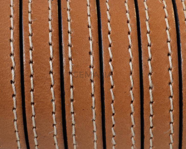 Flat Stitched leather cord.10x2mm. Light brown. Best Quality.