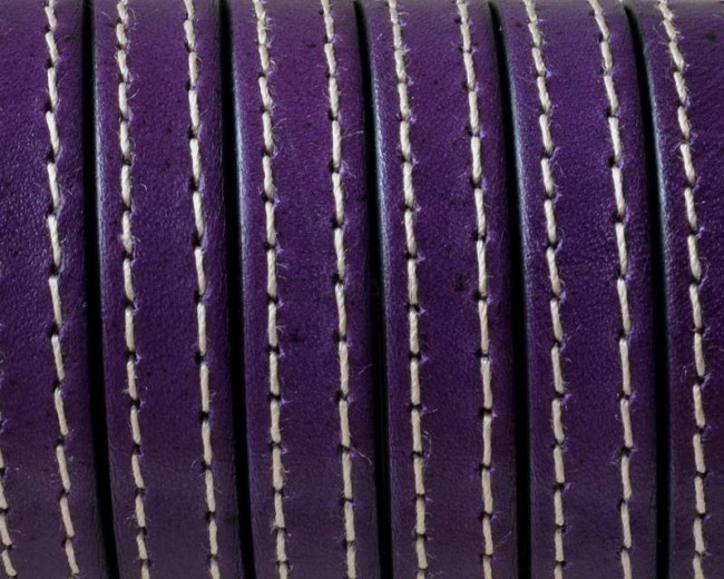 Flat Stitched leather cord10x2mm. Violet. Best Quality. Bulk Price.