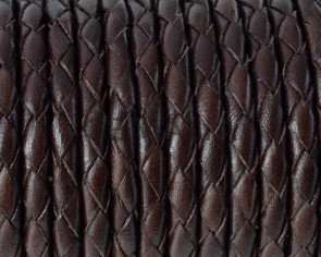 Snake leather cord braided round 5mm. Brown. Best Quality.